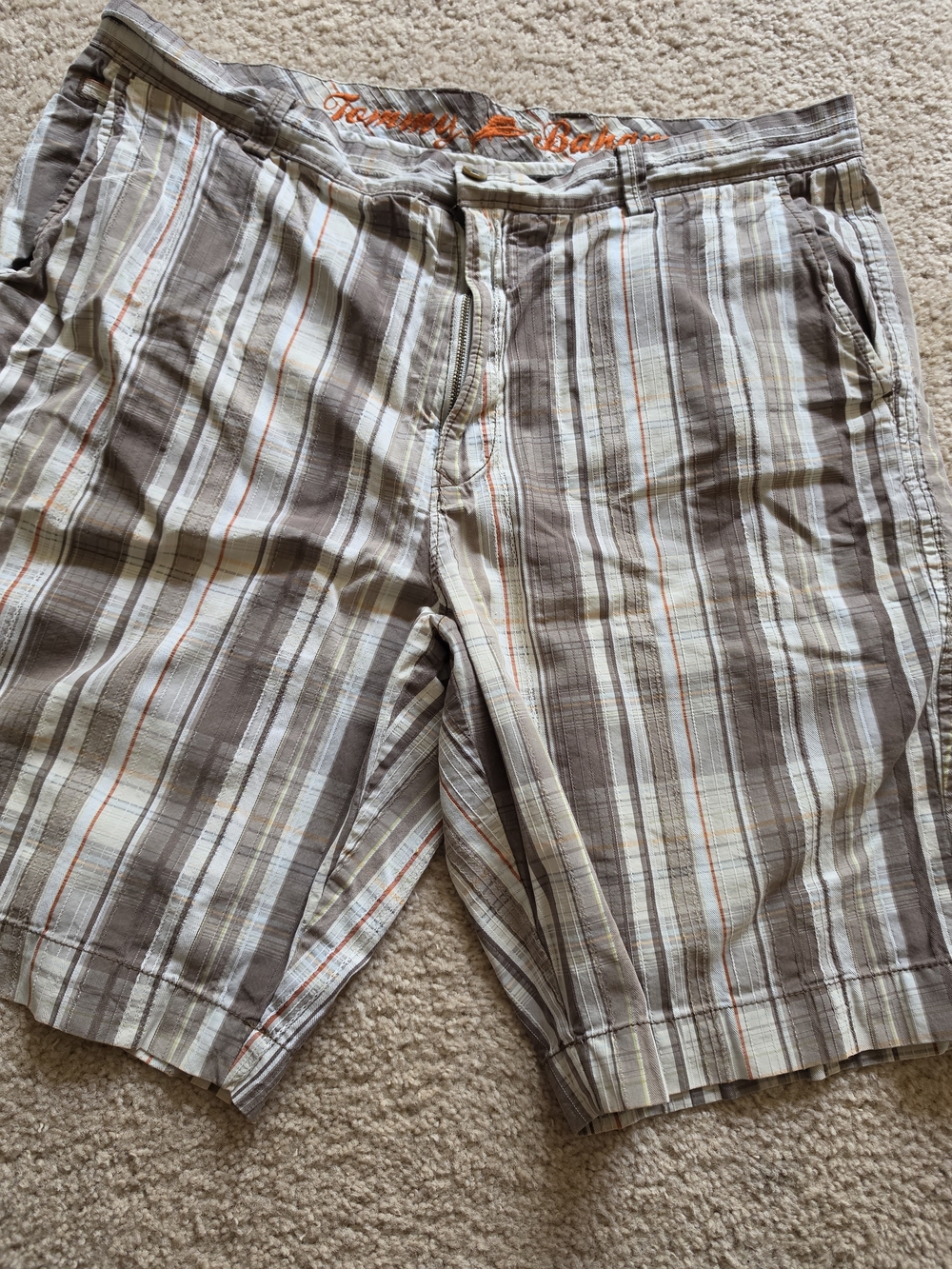 Tommy Bahama Men's Striped Brown and Cream Flat Front Shorts